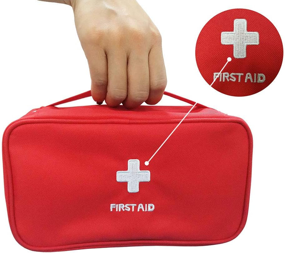 Red First Aid Bag Empty, First Aid Kit Empty Small Mini First Aid Kits Emergency Hiking Backpacking Camping Travel