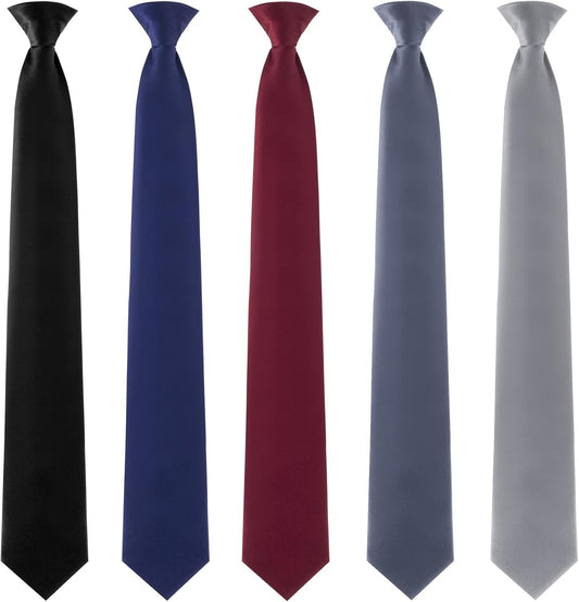 Clip on Ties for Men Solid Color Men'S 20 Inch Pretied Uniform Solid Color Clip on Tie