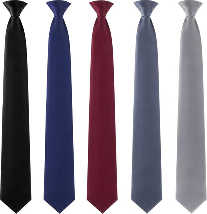 Clip on Ties for Men Solid Color Men'S 20 Inch Pretied Uniform Solid Color Clip on Tie