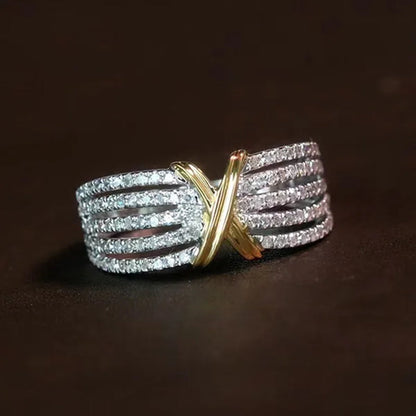 Gorgeous 925 Sterling Silver White Sapphire Full Diamond Ring Romantic Bride Jewelry for Women Rings Wedding Engagement Anniversary Party Band Gift