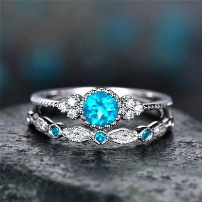 New Trendy 2019 Hot Sale Wedding Rings Set Natural Amethyst Sapphire Ring For Women Fashion  Silver Jewelry With Gemstone Party Gift