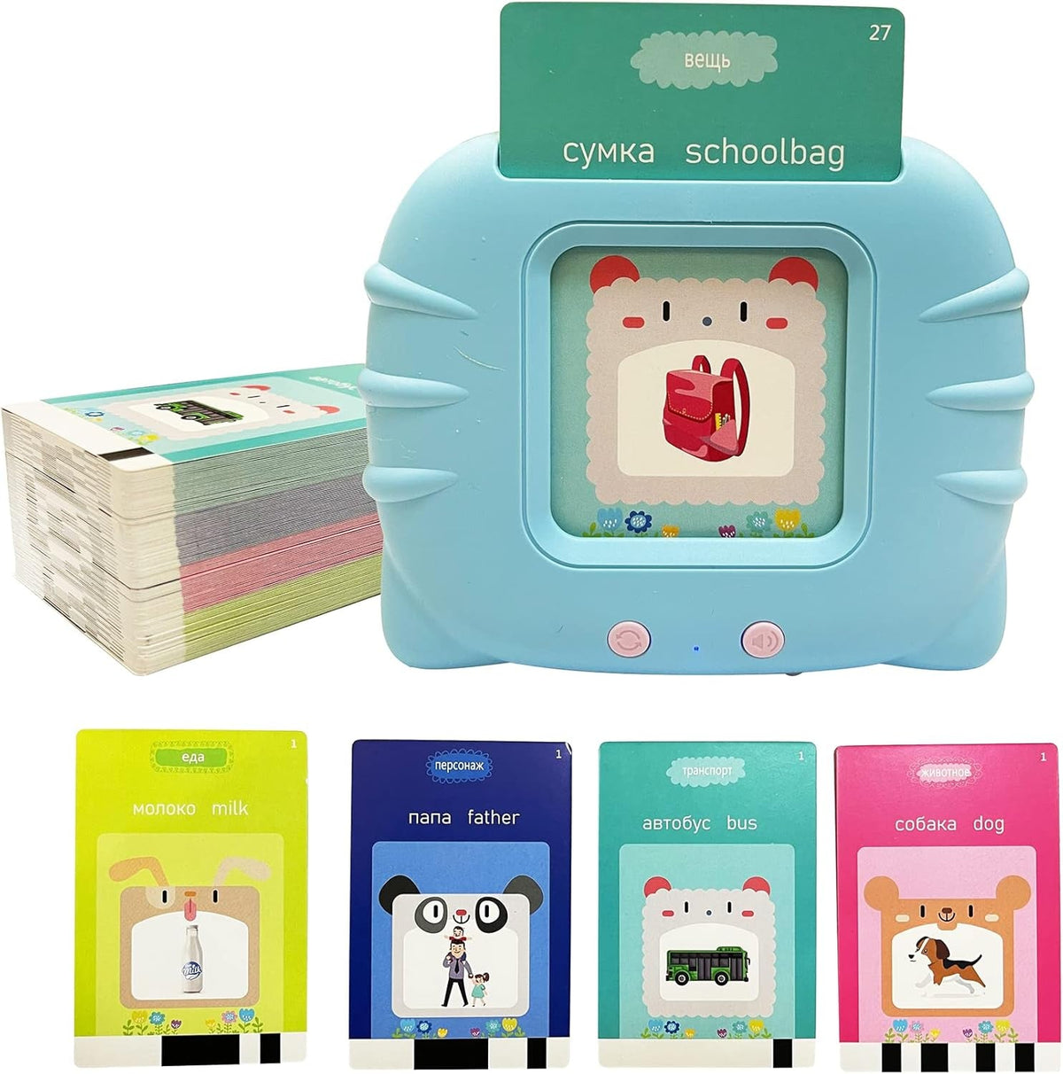 Russian English Taking Flash Cards 112 PCS, Teach & Learn Basic Russian Alphabet Words for Children, Bilingual Early Learning & Easy Teaching Russian Books for Kids