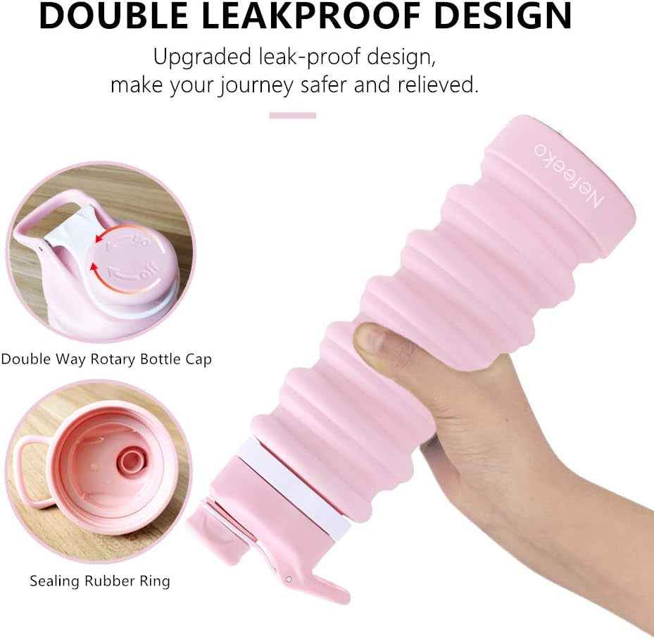 Collapsible Water Bottle, 26Oz Silicone Foldable Water Bottles Leakproof BPA Free Travel Water Bottles with Carabiner, Portable Sport Water Bottles for Camping,Hiking Outdoor Indoor Sport