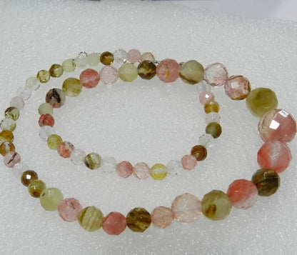 Woman's 6-14mm faceted watermelon tourmaline tower necklace 18" fashion jewelry