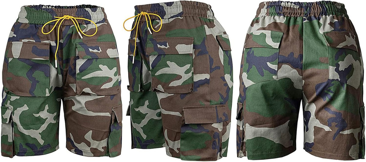 Women Camo Shorts Slim Fit Camouflage Cargo Shorts Casual Army Fatigue Shorts with Pockets