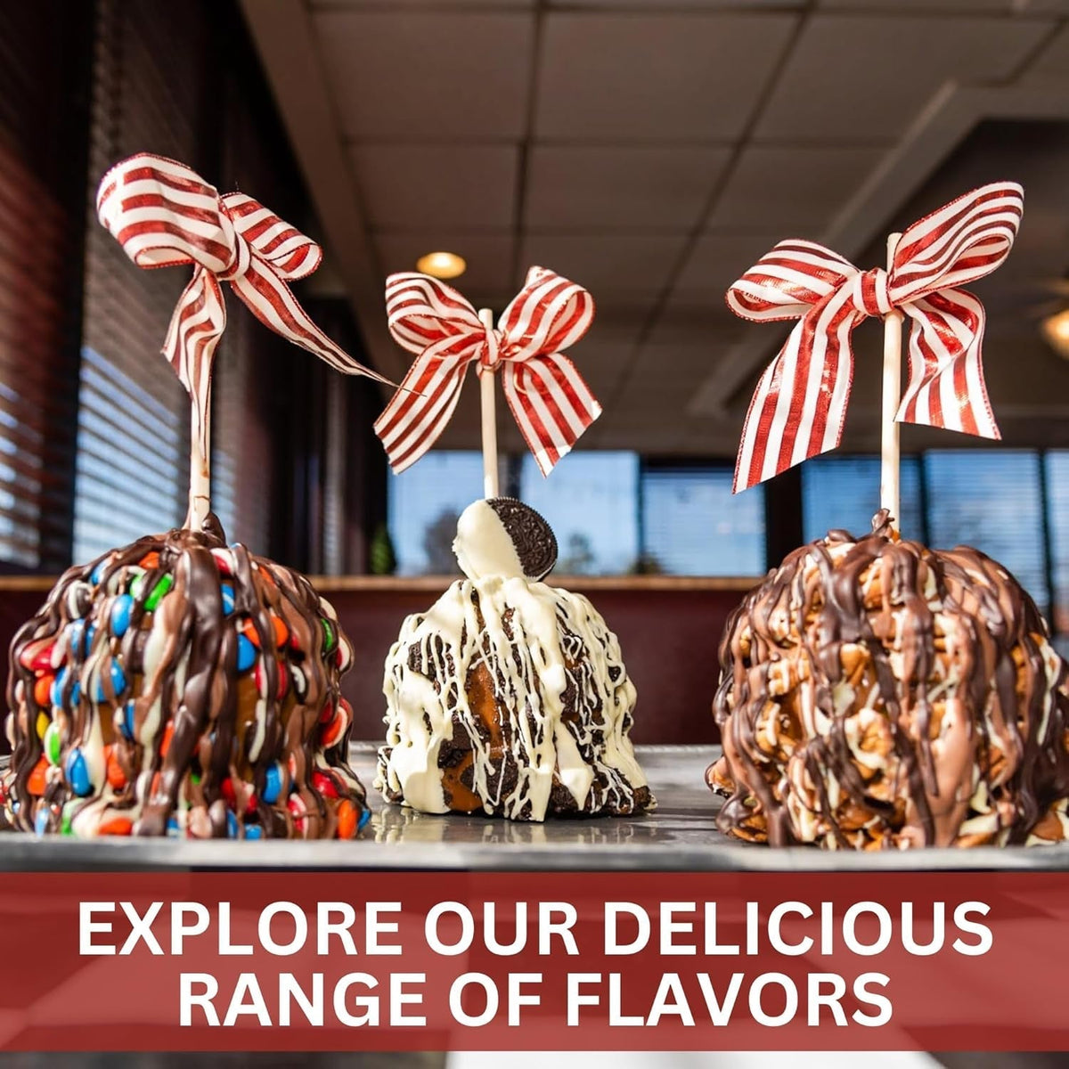 Gourmet Jumbo Caramel Apple | Caramel, Pink, Red & White Candy Buttons & White Chocolate | Handmade & Freshly Prepared (Candy Buttons White Chocolate)