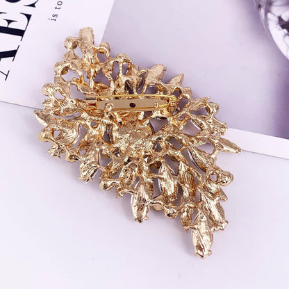 Big Large Leaf Brooches and Pins Scarf Decoration Gold Tone