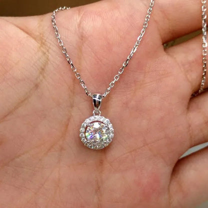 Classic 4 Prong Setting Moissanite Solitaire Diamond Pendant Necklace for Women Engagement Party Jewelry Gifts