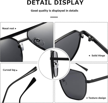 Polarized Sunglasses Womens Men Retro Oversized Square Vintage Shades Classic Large Metal Sun Glasses K1221
