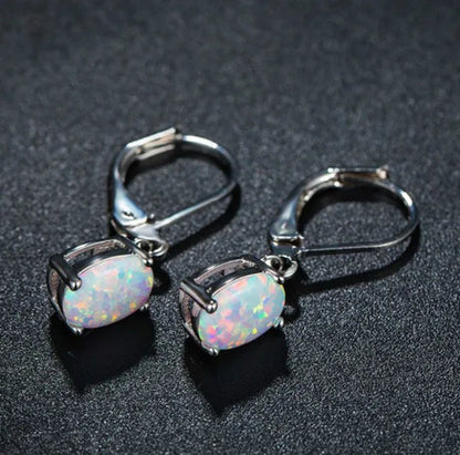925 Sterling Silver 6*8MM Opal Opal Opal OPAL Ear Hook Earrings