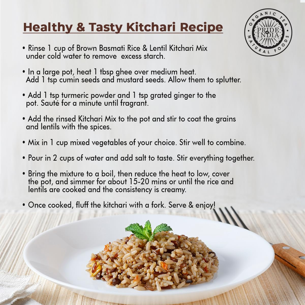 '- Indian Brown Basmati Rice & Lentil Kitchari Mix - Protein Superfood, 1.5 Pound Jar