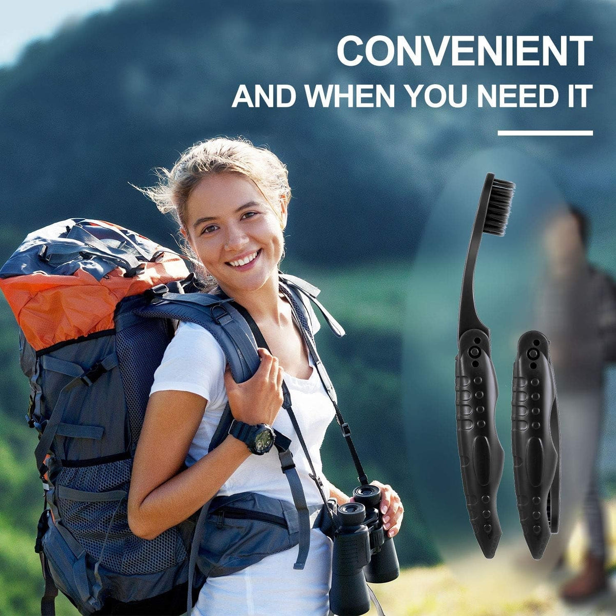 8 Packs Travel Toothbrushes Individually Wrapped Black Folding Toothbrush for Travel Camping Portable Charcoal Toothbrush with Soft Medium Bristles