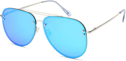 Premium Rimless Oversized Aviator Sunglasses for Women, Polarized PC Lens UV Protection Women’s Shade VF2203