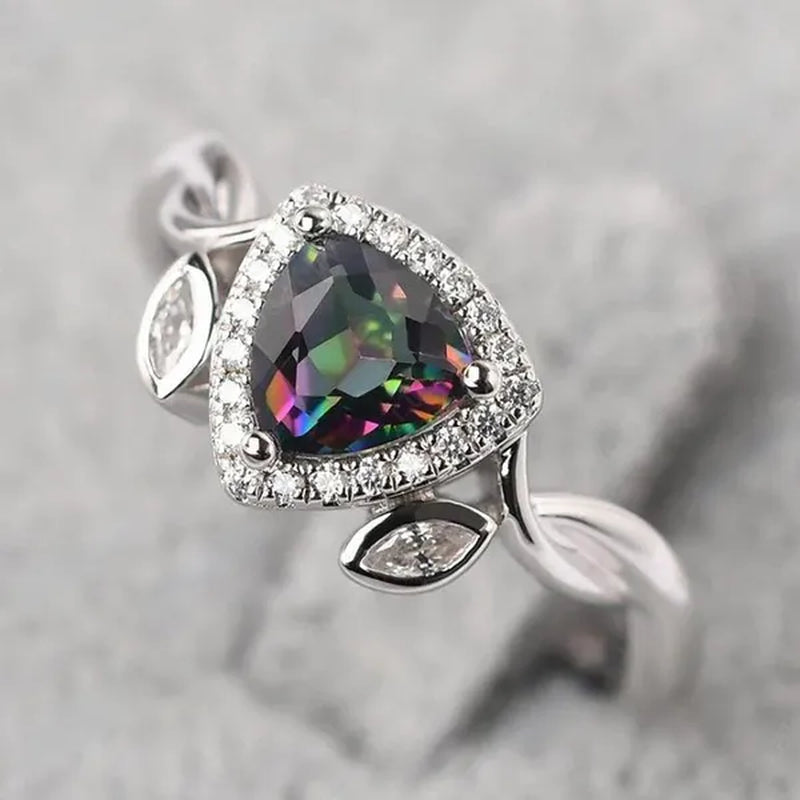 Fashion 925 Silver Triangle Cut Topaz Diamond Rings for Women Bridal Romantic Engagement Proposal Fine Jewelry