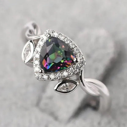 Fashion 925 Silver Triangle Cut Topaz Diamond Rings for Women Bridal Romantic Engagement Proposal Fine Jewelry