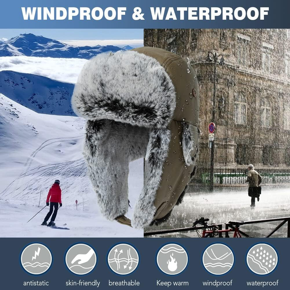 Large XL Trapper Trooper Hunting Warm Ear Flap Russian Ushanka Winter Ski Cold Weather Bomber Hats for Men
