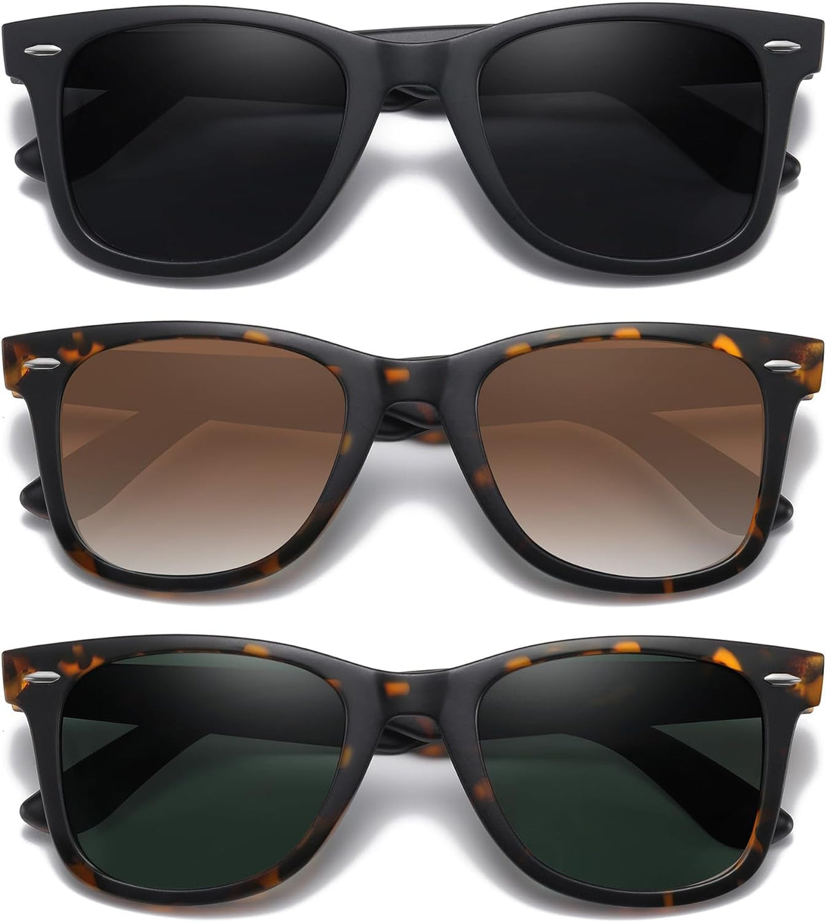 Retro Polarized Sunglasses for Women Men Classic Mirror Lens Driving Trendy Sun Glasses UV Protection (3 Pack)