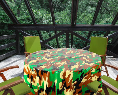 6 Pack Camo Tablecloth Camouflage Plastic Tablecover round Plastic Table Cloth Disposable Camo Party Table Covers Army Party Decorations for Hunting Military Birthday Party Supplies