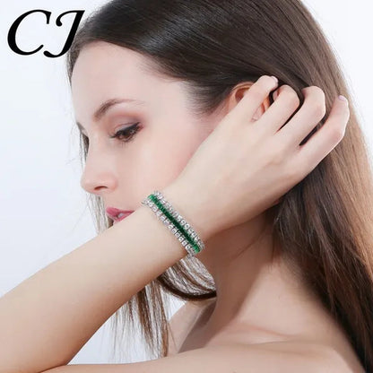 CANDICE Sparkling Wedding Bangle Jewelry Design Luxury Cubic Zirconia White Gold Plated Bridal Wide Bracelet For Women
