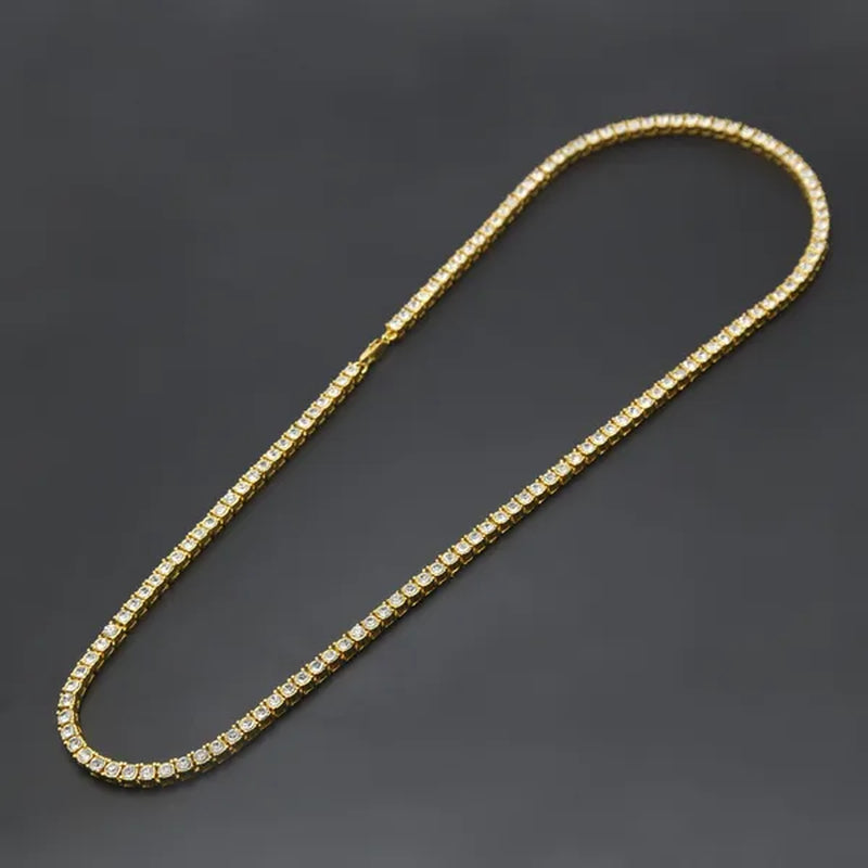 Fashion Gold Silver Color Hiphop Chain Necklace Luxury CZ Iced Out Cuban Rhinestone Tennis Hip Hop Necklace For Men Jewelry