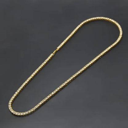 Fashion Gold Silver Color Hiphop Chain Necklace Luxury CZ Iced Out Cuban Rhinestone Tennis Hip Hop Necklace For Men Jewelry