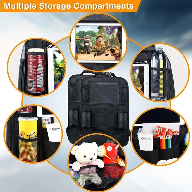 Car Backseat Organizer with Touch Screen Storage Pockets Cover Car Seat Back Protectors for Travel Trip Kids Car Accessories
