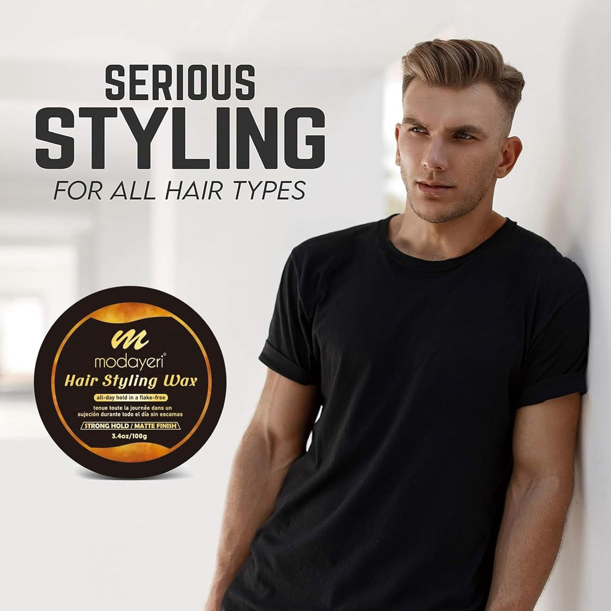 Hair Wax - Strong Hold Styling Pomade for Men and Women, Nourishing and Protecting, Matte Finish Molding 3.4 Oz