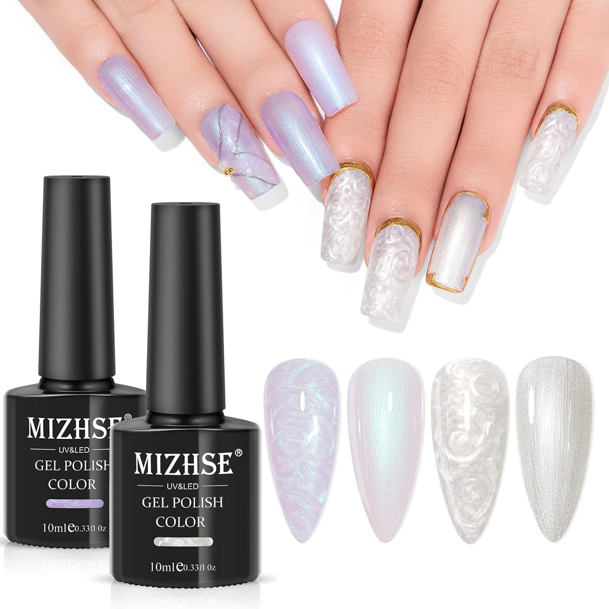 Pearl White Gel Nail Polish Mermaid Shimmer Glitter Drawing Gel Polish Shell Thread UV LED Nail Gel Polish For Home DIY Nail Salon