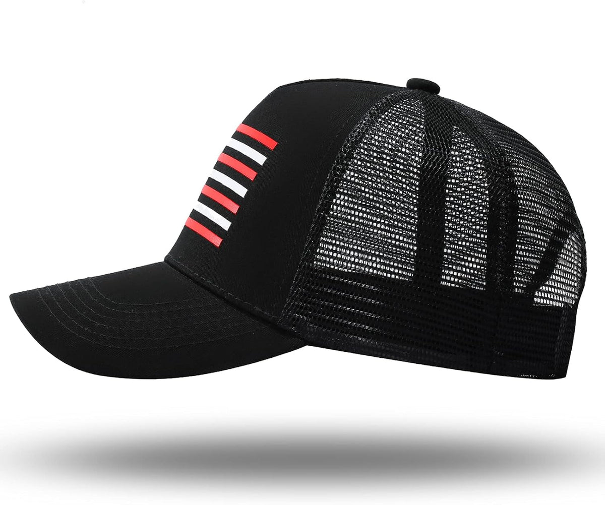 American Flag Trucker Hat - Snapback Hat, Baseball Cap for Men Women - Breathable Mesh Side, Adjustable Fit - for Casual Wear