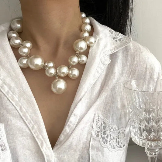 New Fashion Imitation Pearl Necklace Beaded Pearls Necklaces Elegant Choker Necklace for Women Bride Jewelry Gifts