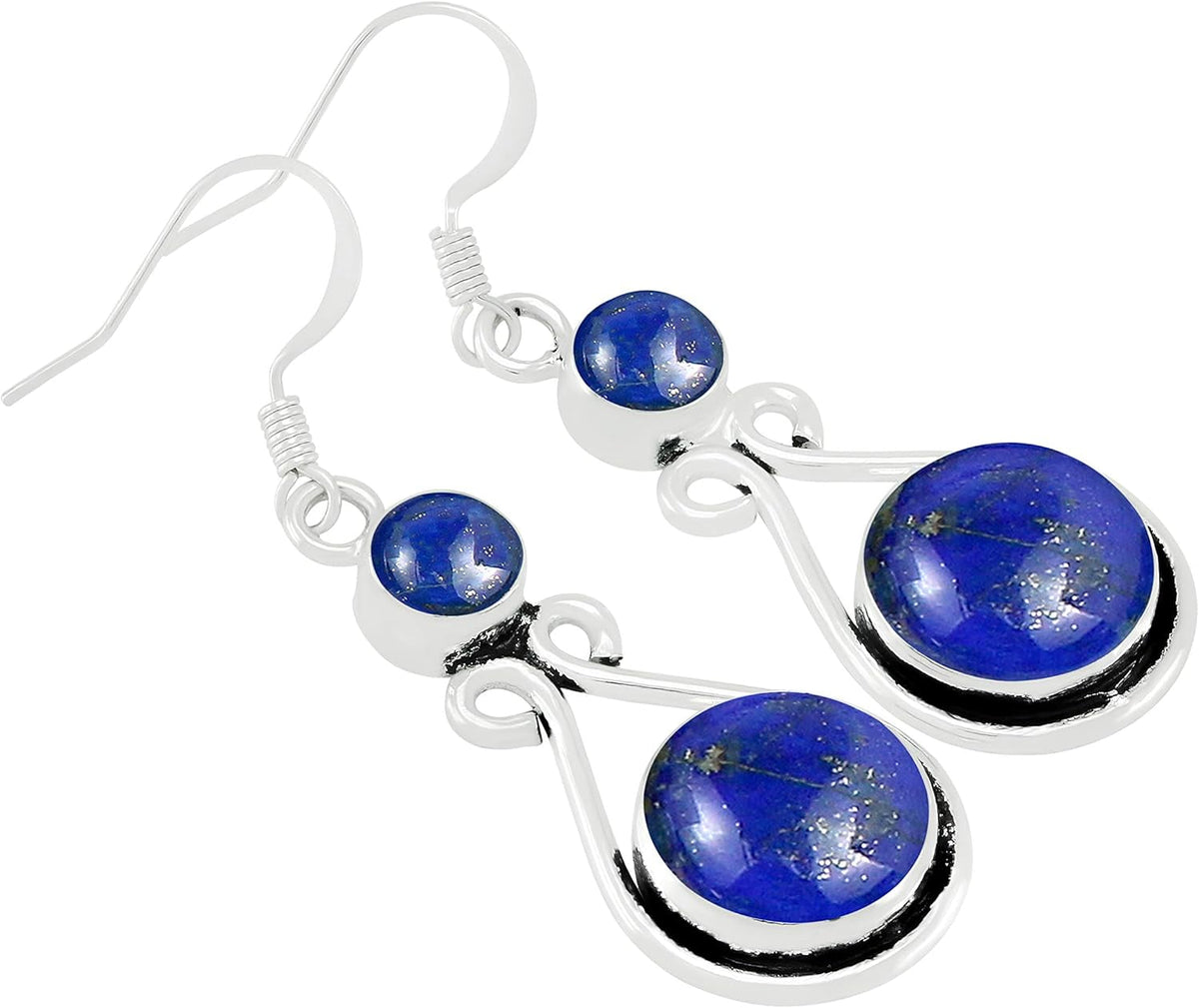 12Cts round Shape Natural Semi Precious Gemstones Earrings for Women, Handmade Bohemian Dangle Earrings Jewelry Women'S Day Gifts for Mom Wife