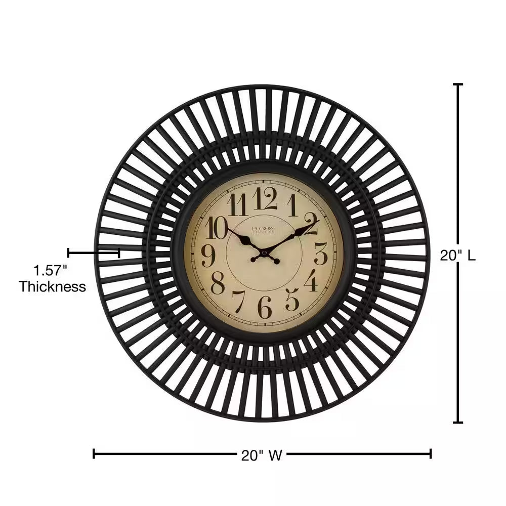 20 In. Covington Black Quartz Analog Wall Clock