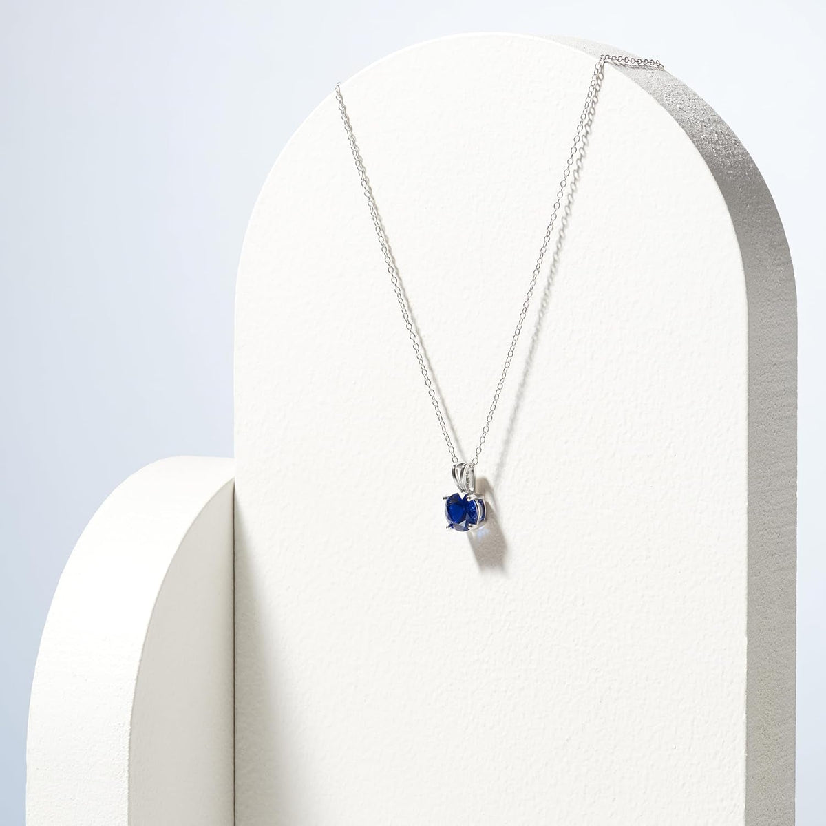 Sterling Silver round Cut Birthstone Pendant Necklace 18" (Previously Amazon Collection)