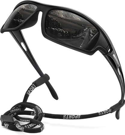 Polarized Sports Sunglasses for Men 100% UV Protection Wrap Around Unbreakable Sun Glasses for Fishing Driving