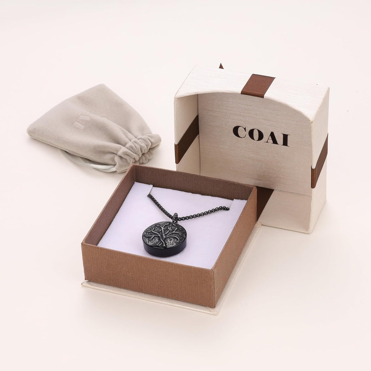 Tree of Life Necklace Black Obsidian Necklace, Stainless Steel Necklace/Nylon Cord