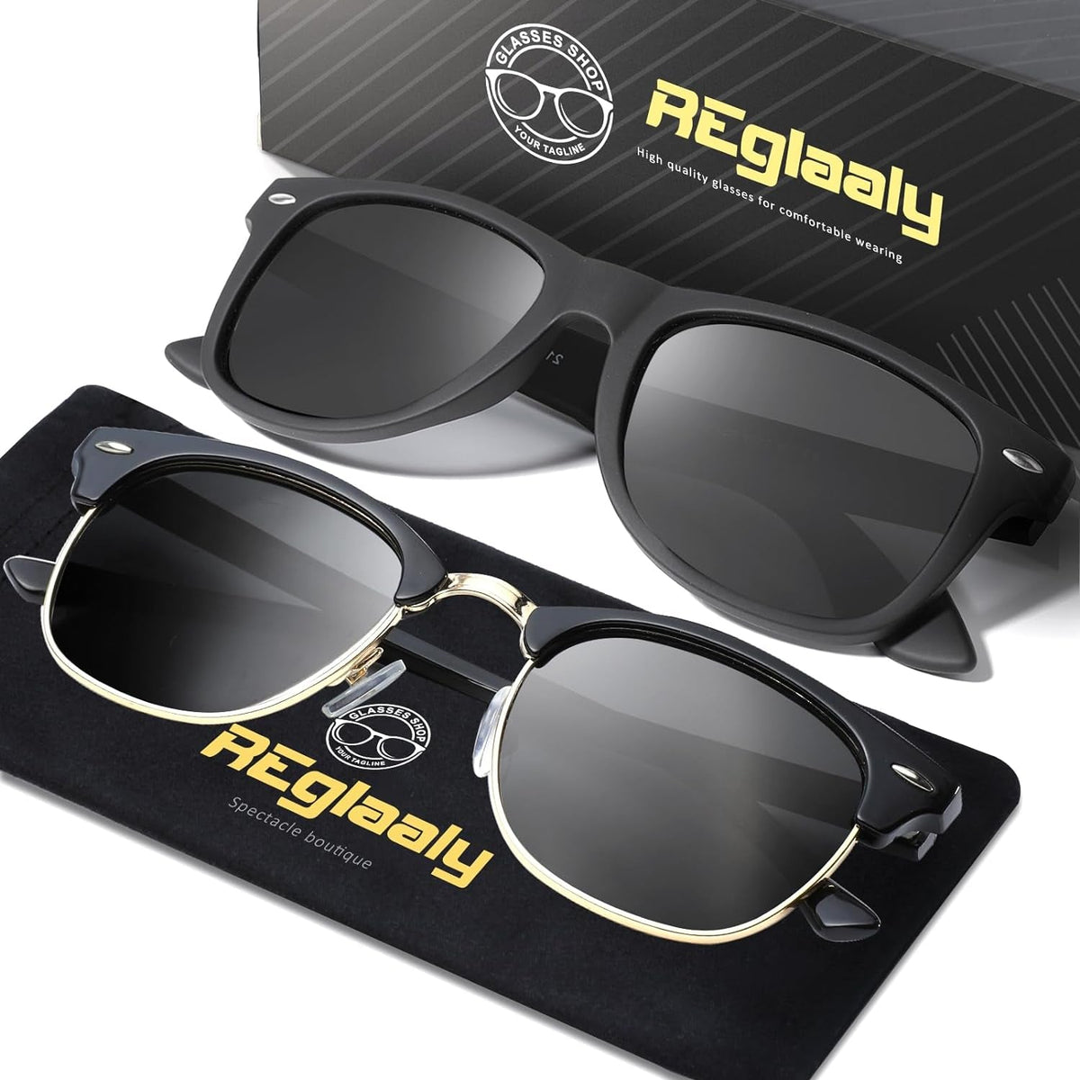 Sunglasses Men and Womens, Polarized Sunglasses for men with UV Blocking Semi-Rimless Frame for Driving & Hiking
