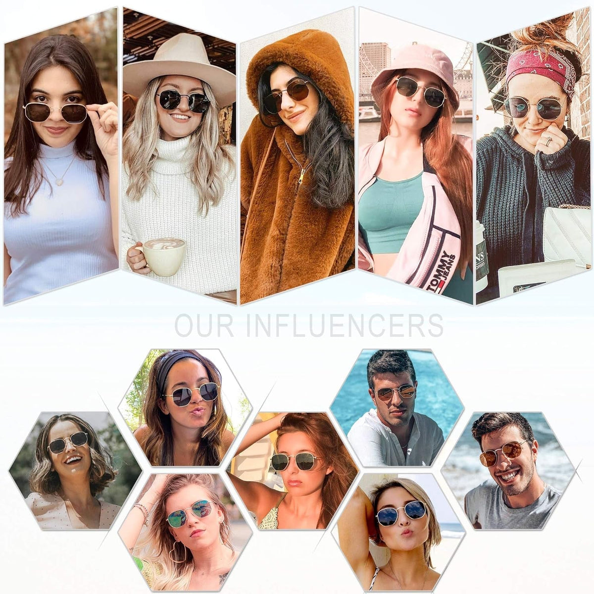 Square Polarized Sunglasses for Women Men Small Hexagonal Polygon Mirrored Lens SJ1072
