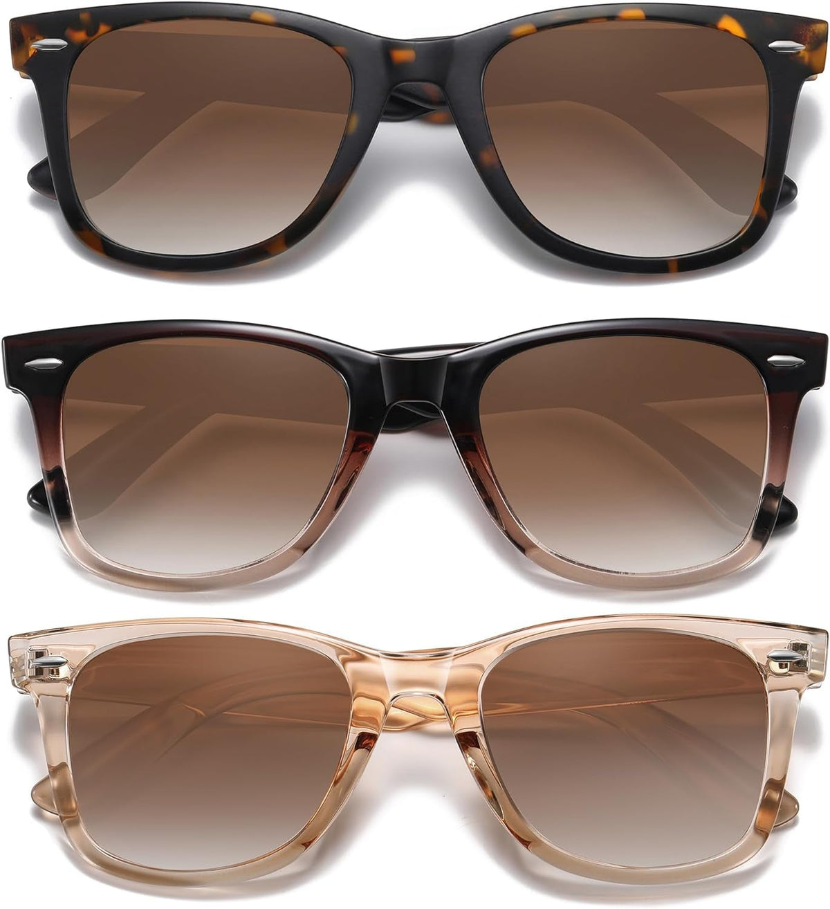 Retro Polarized Sunglasses for Women Men Classic Mirror Lens Driving Trendy Sun Glasses UV Protection (3 Pack)