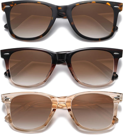 Retro Polarized Sunglasses for Women Men Classic Mirror Lens Driving Trendy Sun Glasses UV Protection (3 Pack)