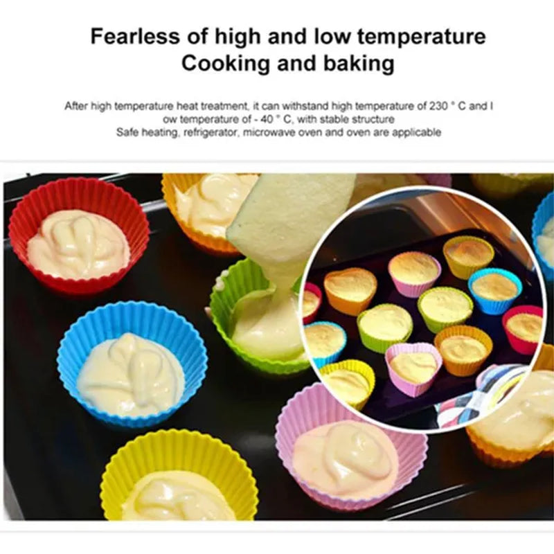 3/6/12/18/24pcs New Silicone Muffin Cake Cups for Kitchen Baking Circular Shape Square Shape Star Rose Pudding Cake Cup Creative Heart Shaped Rice Cake Cup Baking for Cupcakes and Muffin Bakeware Silicone Mold