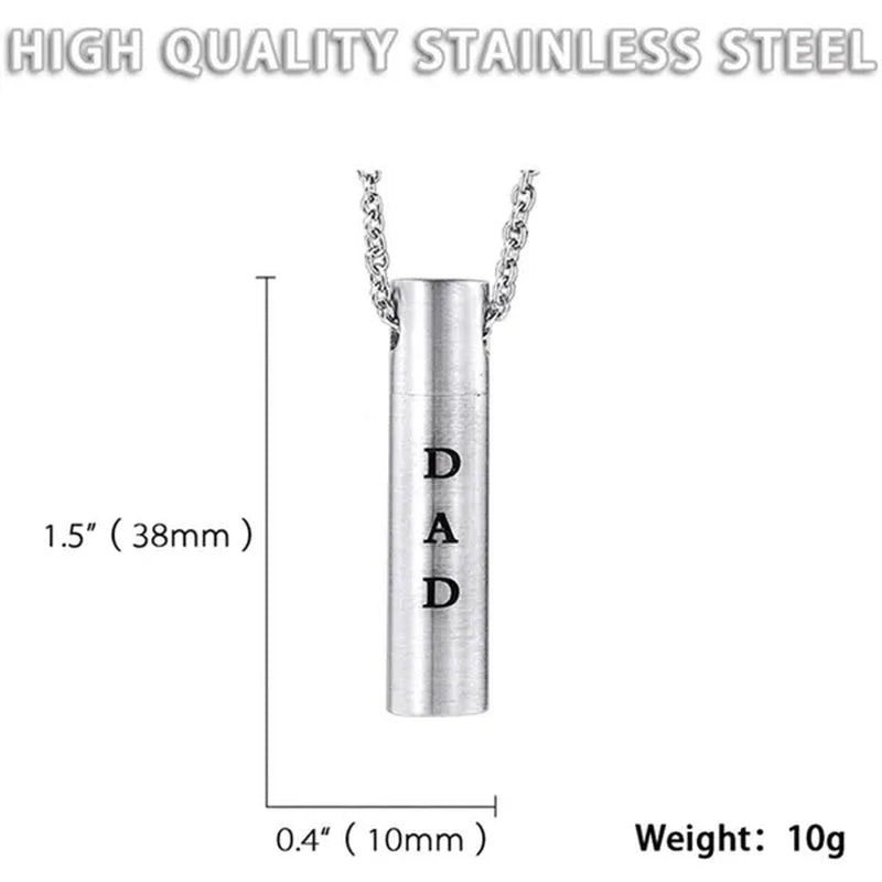 Mom Dad Stainless Steel Urn Necklaces for Women Men Cremation Pendant Necklace for Memorial Ashes Jewelry Silver