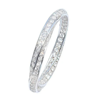 Fashion Stacking Jewelry for Women Rings Exquisite 925 Sterling Silver Ring White Sapphire Diamond Wedding Band Elegant Bride Proposal Engagement Party Accessories Anniversary Gift