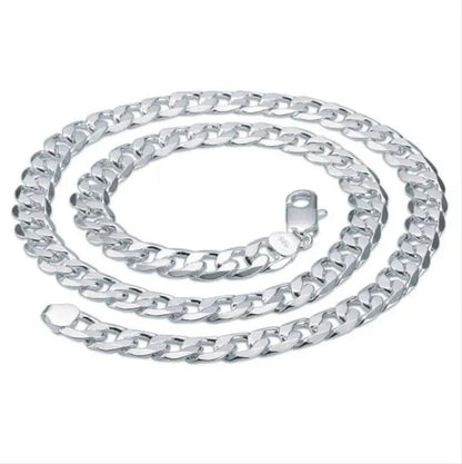 Wholesale! Prefect! Hot New High Quality 925 Sterling Silver Fashion Jewelry 12MM Men'S 925 Solid Silver Curb Chain Necklace 16/18/20/22/24/26/28/30 Inch