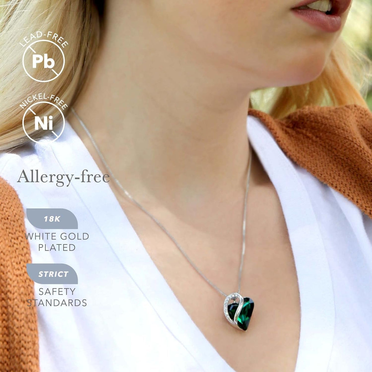 Gift Necklaces for Women, Infinity Love Heart Pendant with Birthstone Crystals, Silver Plated 18 plus 2 Inch Chain, Birthday Jewelry for Wife