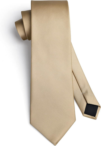 Mens Ties Solid Color Ties for Men Formal Necktie with Pocket Square Set Satin Silk Neck Tie Handkerchiefs Set