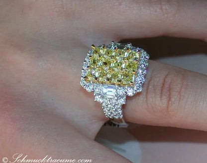Sparkling 925 Sterling Silver Natural Gemstone Citrine Diamond Cluster Ring Party Bridal Wedding Women Jewelry Gifts Size 5 6 7 8 9 10