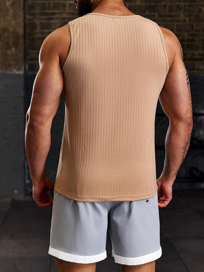 Men'S Ribbed Tank Tops 2 Pack Knit Sleeveless Workout T Shirt Muscle Gym Fitness Tee