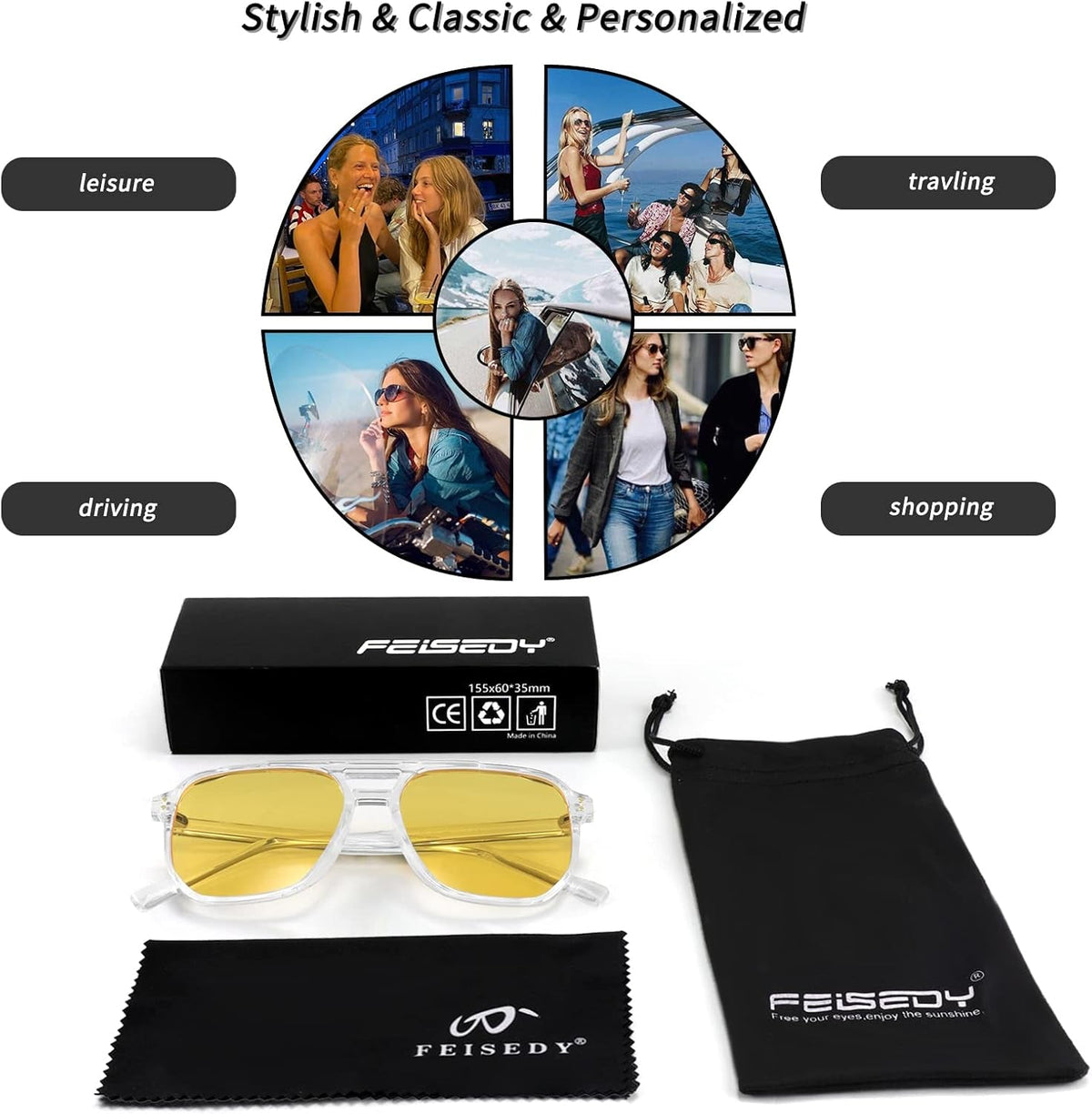 Retro Square Aviator Sunglasses Women Men 70S Vintage Trendy Plastic Frame Sun Glasses B2835