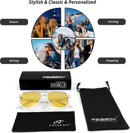 Retro Square Aviator Sunglasses Women Men 70S Vintage Trendy Plastic Frame Sun Glasses B2835