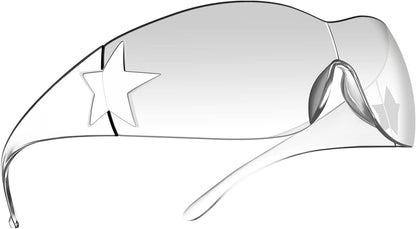 Rimless Y2K Sunglasses for Women Men,Trendy Shield Wrap Around Sunglasses Oversized Fashion Frameless Sun Glasses